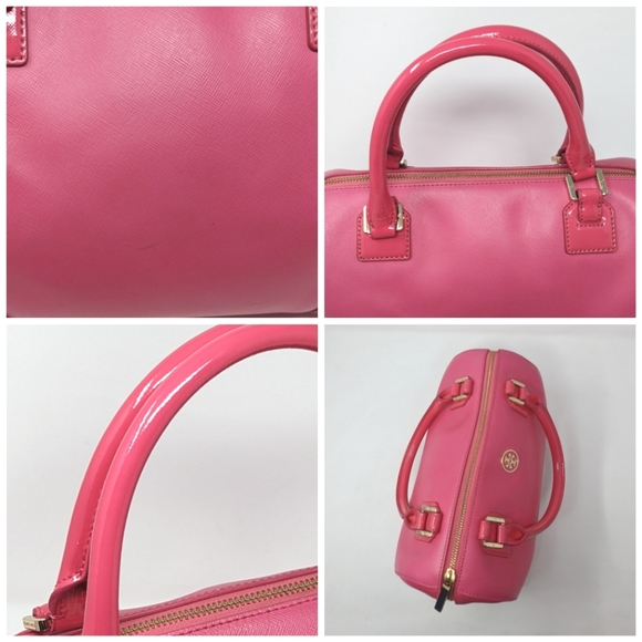 🎉Sale!🦄Rare!Tory Burch Pink Bag Bougainville Pink Robinson Middy Satchel Strap - Picture 5 of 16